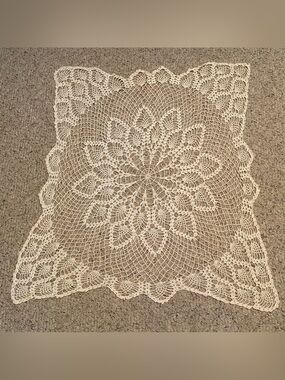 Handmade Cream Lace Doily Table Accent, Size 35x31  So Pretty!
